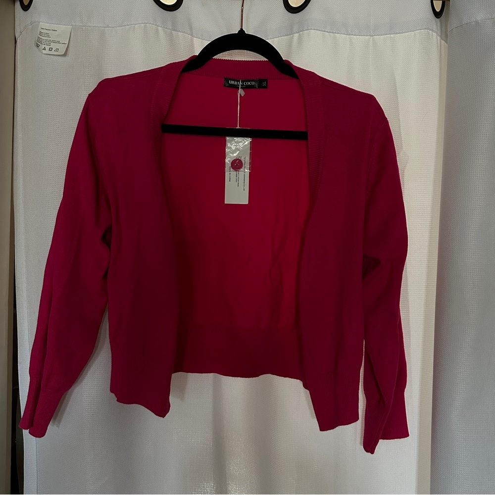 NWT URBAN COCO Pink Cropped Button Up Cardigan Sweater Women's Size‎ XL